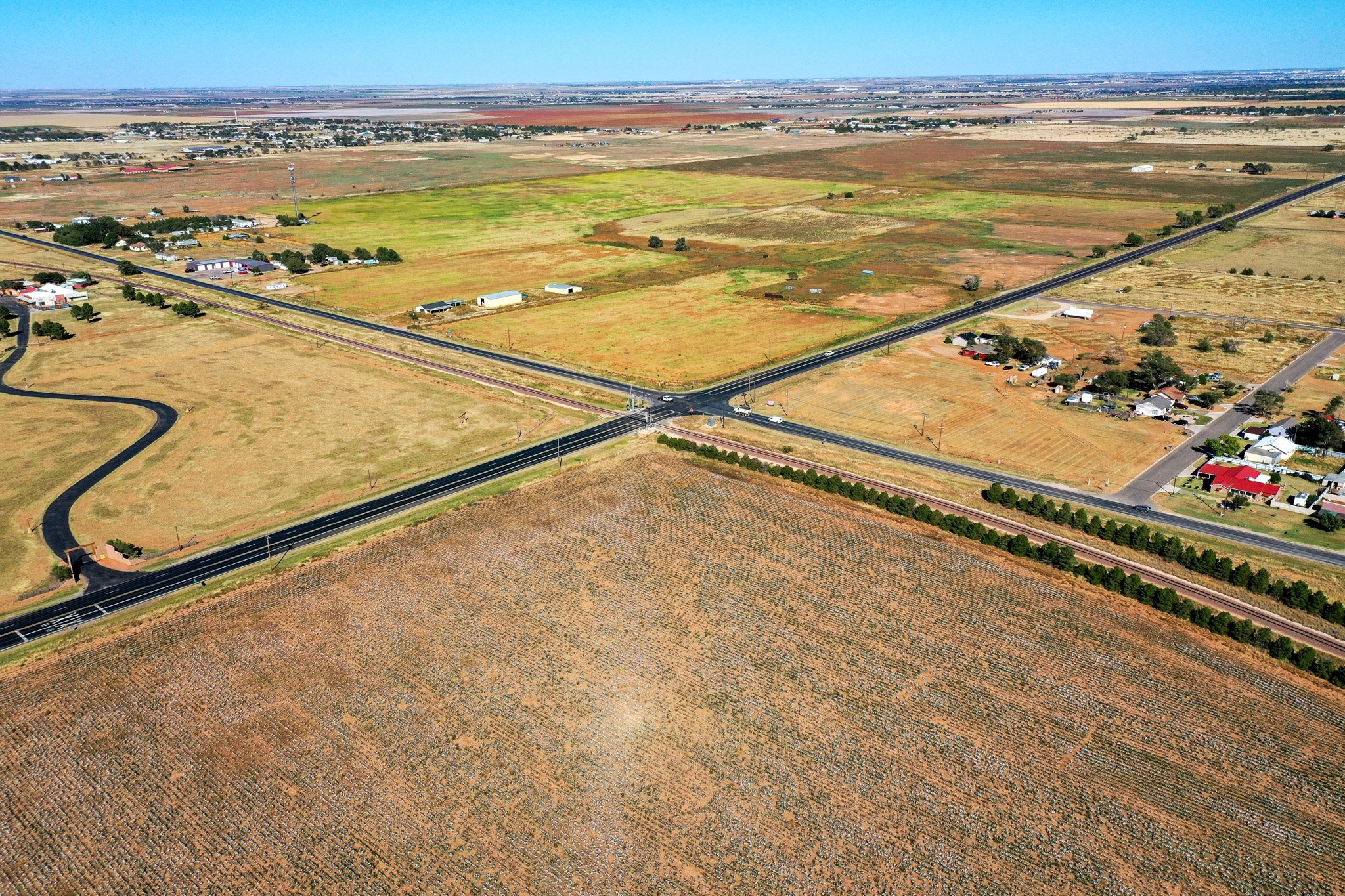 Aerial view of the FM 179 and 4th Street intersection in West Lubbock, TX